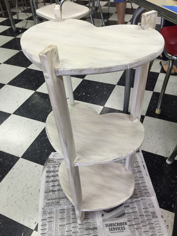 Final look - After painting this shelf with "January, she did a light wash with "French Roast".  This gave it a little bit of a vintage look and broke up the pure white look of the shelf.